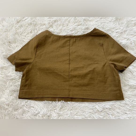 Staud Linen/Cotton Cropped Top - Size M - brown - Picture 6 of 8